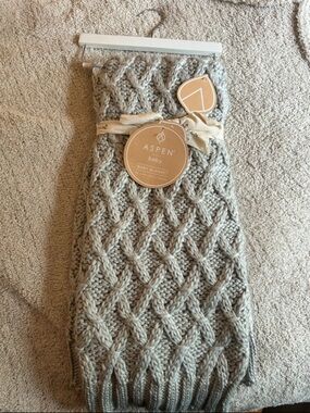 Aspen Baby Cable Knit Blanket - Light Gray